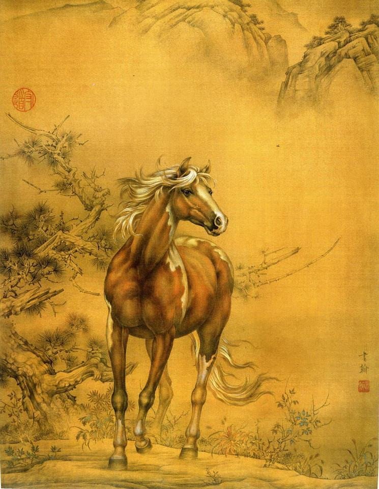 細膩畫工筆畫風乾隆八駿圖