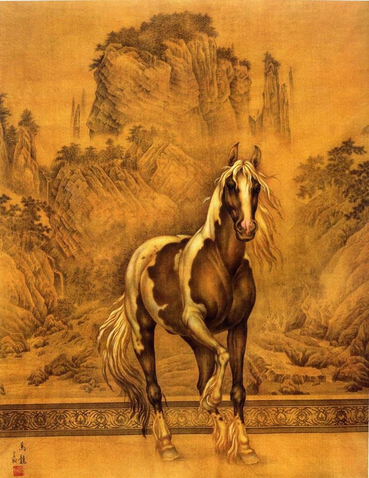 細膩畫工筆畫風乾隆八駿圖