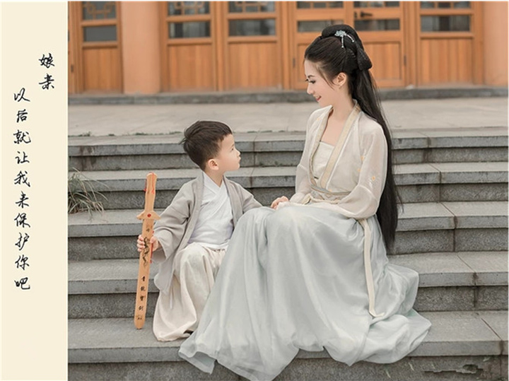 改良復古民族風母子古裝襦裙?jié)h服