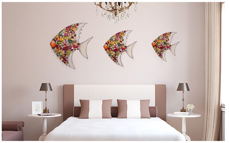 歐式創(chuàng)意壁飾掛件鐵藝魚(yú)立體墻飾掛飾