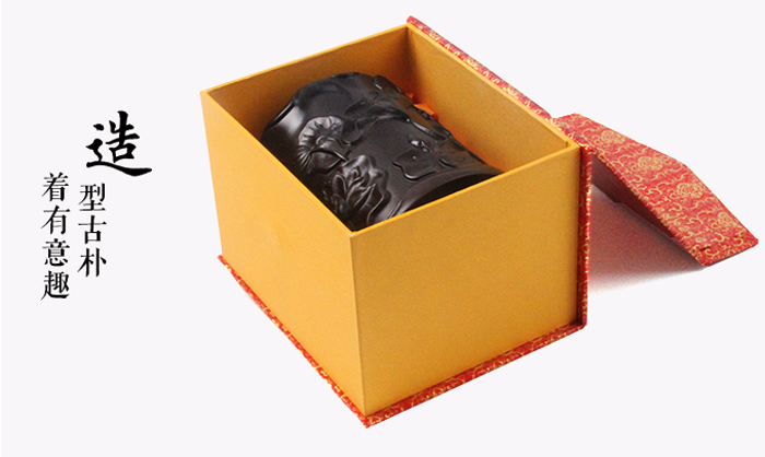 簡(jiǎn)約復(fù)古學(xué)生黑檀木制大號(hào)毛筆筒