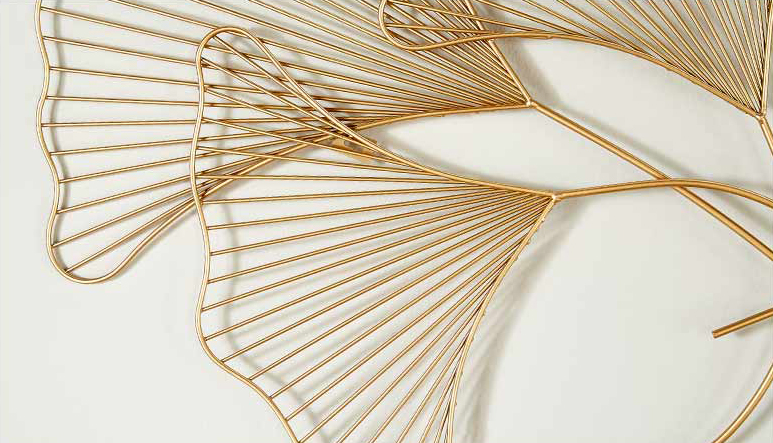 高貴典雅的鐵藝時尚銀杏葉壁飾墻飾