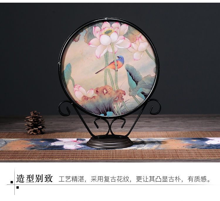 寓意招財(cái)?shù)母＿B文苑禪意鐵藝工藝品擺件