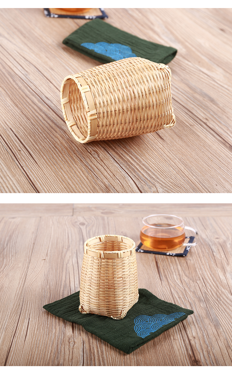 桌面清新復古手工竹藝迷你筆筒