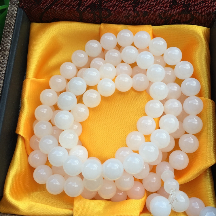 黃巖島無(wú)瑕水透玉化貝殼手串