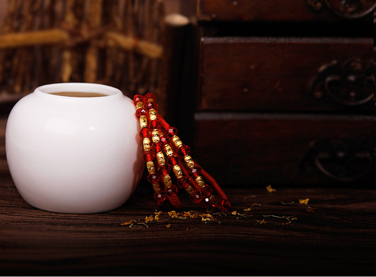 福連文苑足金紅琉璃編織紅繩轉(zhuǎn)運(yùn)珠黃金手鏈