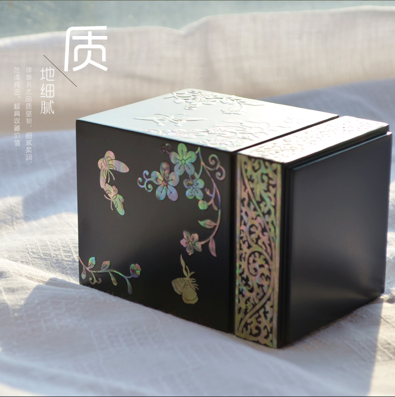 復(fù)古螺鈿漆器實(shí)木質(zhì)貝殼筆筒