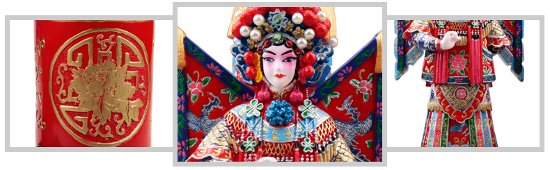 兩款福連文苑國粹京劇人物臉譜泥塑彩繪筆筒