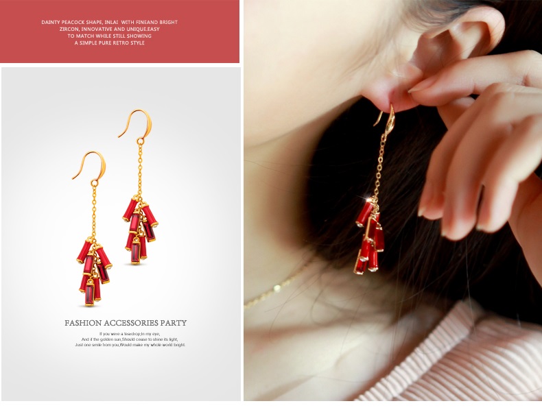 福連文苑施華洛世奇元素水晶春竹耳環(huán)