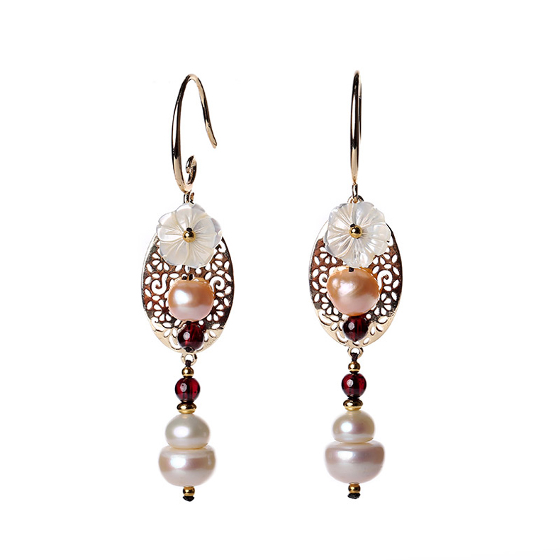 氣質(zhì)復(fù)古的民族風(fēng)長款耳環(huán)時(shí)尚珍珠吊墜