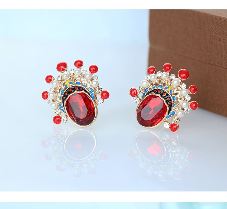 福連文苑京劇臉譜刀馬旦水晶耳環(huán)