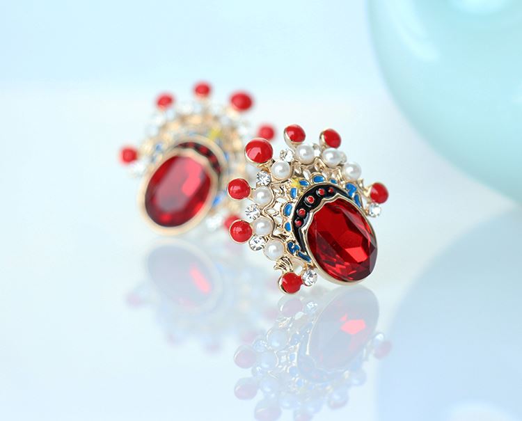 福連文苑京劇臉譜刀馬旦水晶耳環(huán)