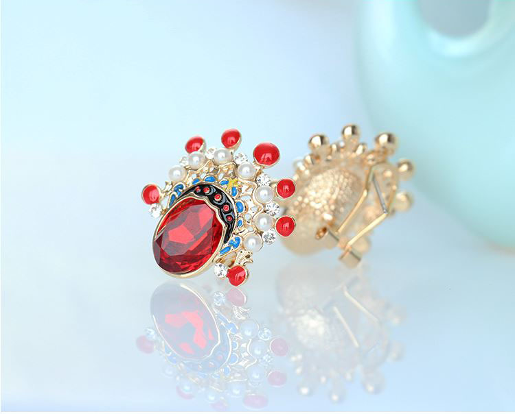 福連文苑京劇臉譜刀馬旦水晶耳環(huán)