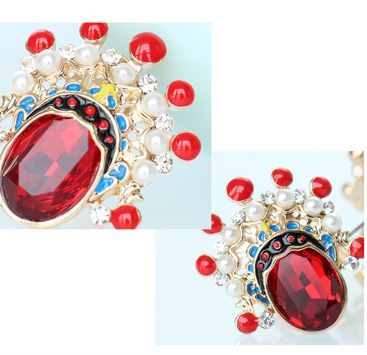 福連文苑京劇臉譜刀馬旦水晶耳環(huán)