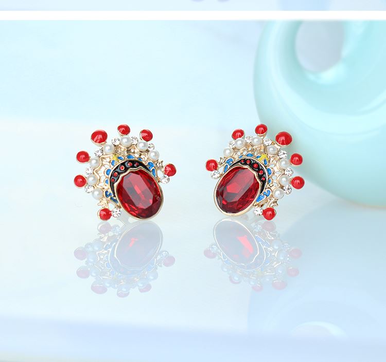 福連文苑京劇臉譜刀馬旦水晶耳環(huán)