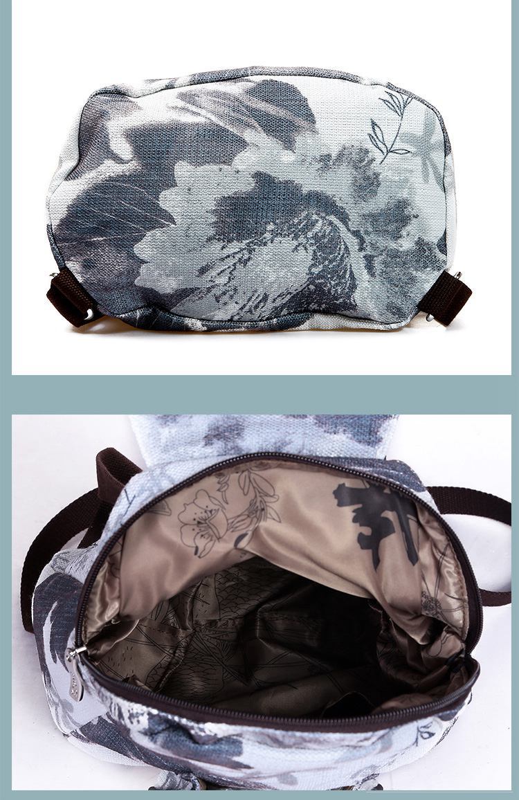 中國(guó)水墨畫(huà)民族風(fēng)流蘇雙肩包