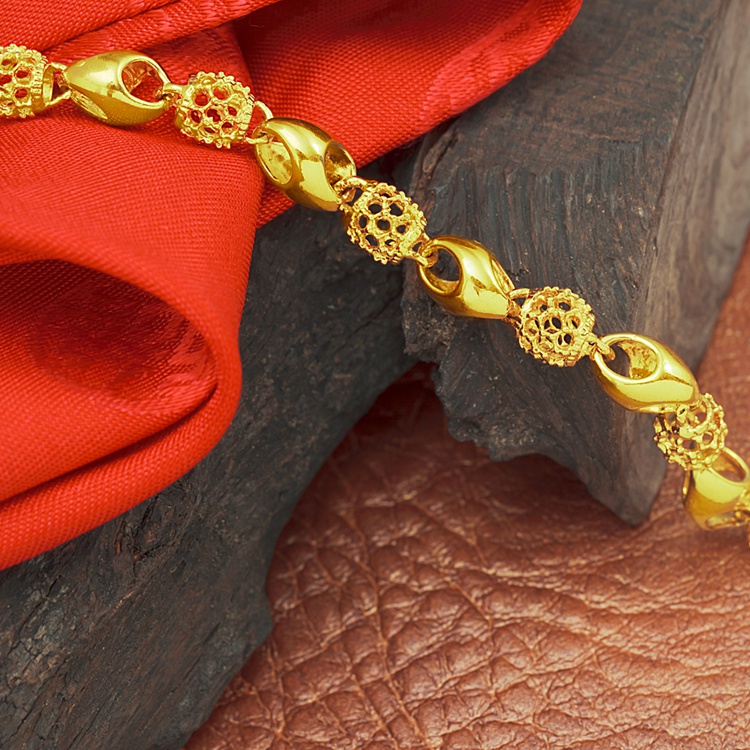 18k黃金玲瓏轉運珠手鏈女款