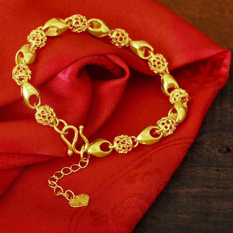 18k黃金玲瓏轉運珠手鏈女款