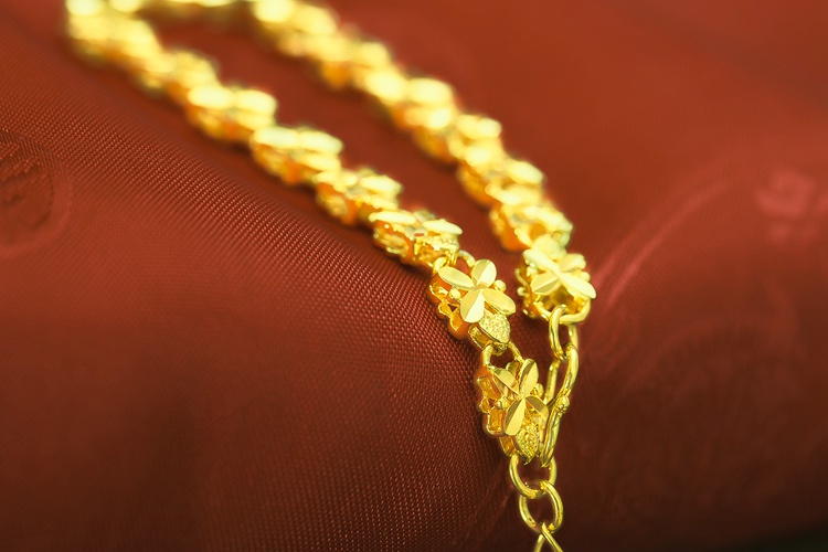 18k黃金玲瓏轉運珠手鏈女款