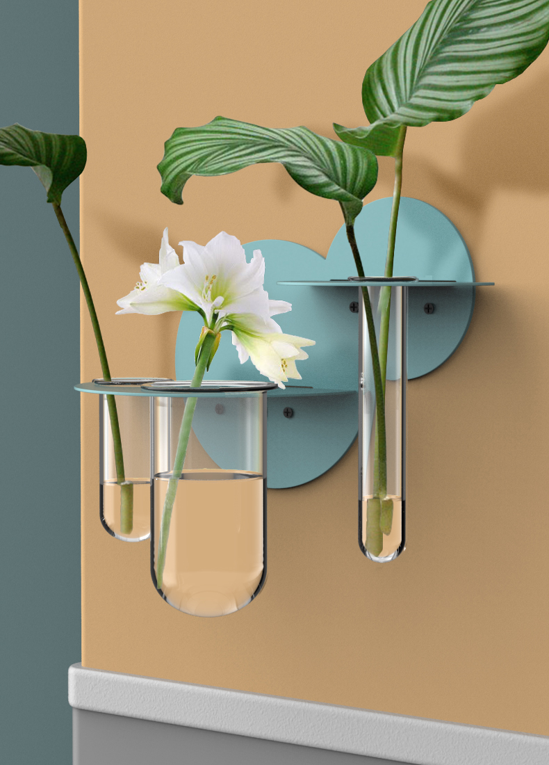 田園墻壁簡(jiǎn)約鐵藝玻璃花卉植物試管壁飾