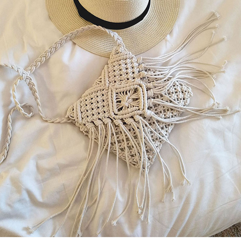 休閑百搭民族風手工編織單肩小包包