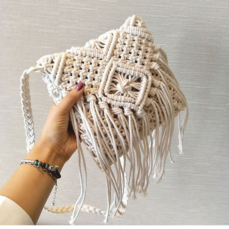 休閑百搭民族風手工編織單肩小包包