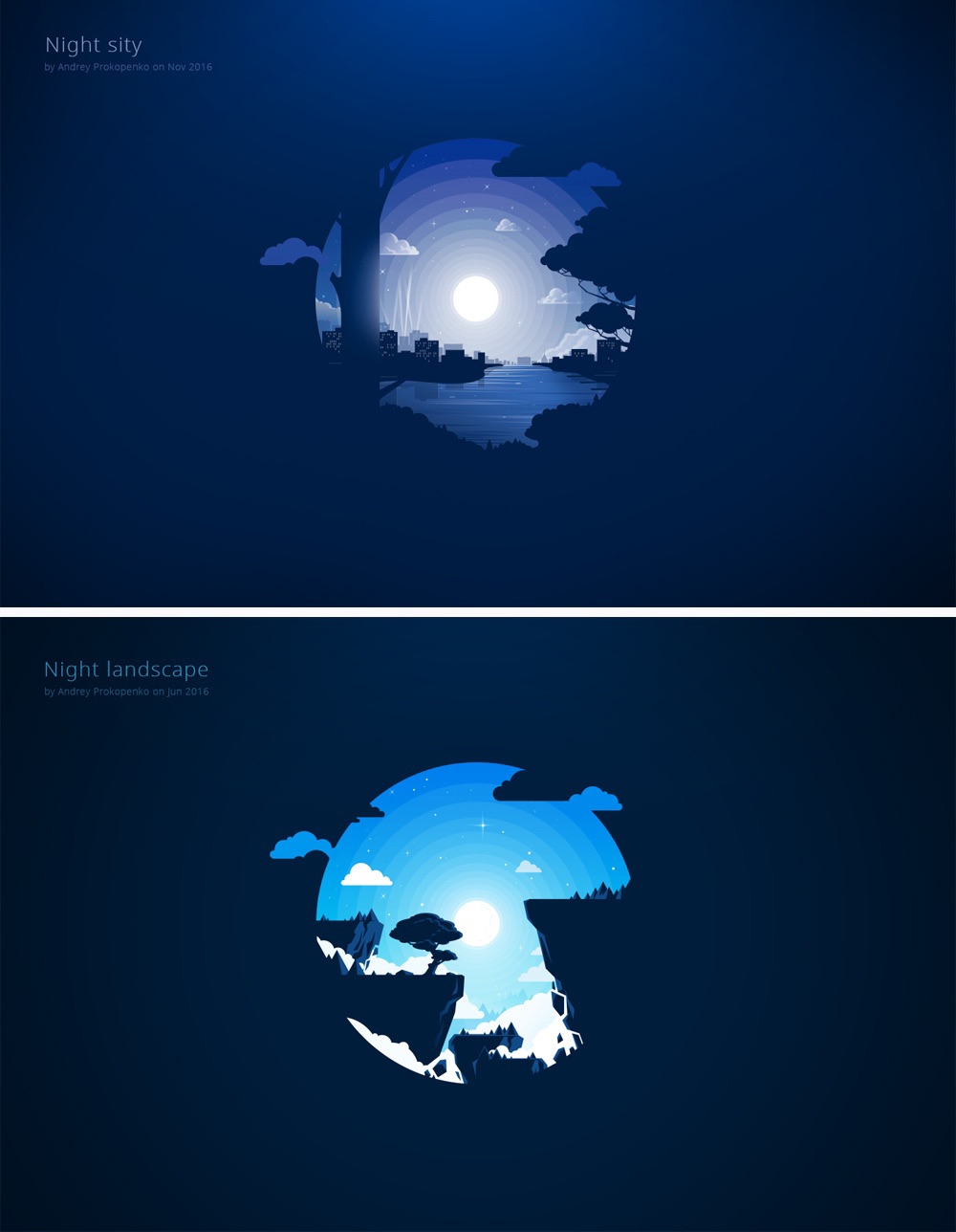 簡約唯美漸變插畫繪制，風景美如畫!