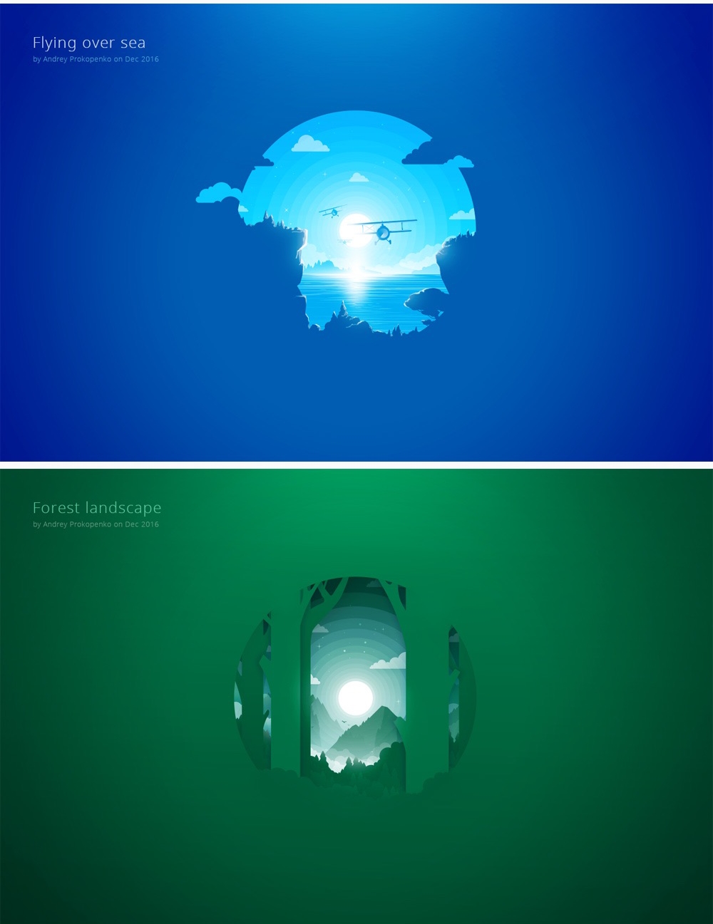 簡約唯美漸變插畫繪制，風景美如畫!