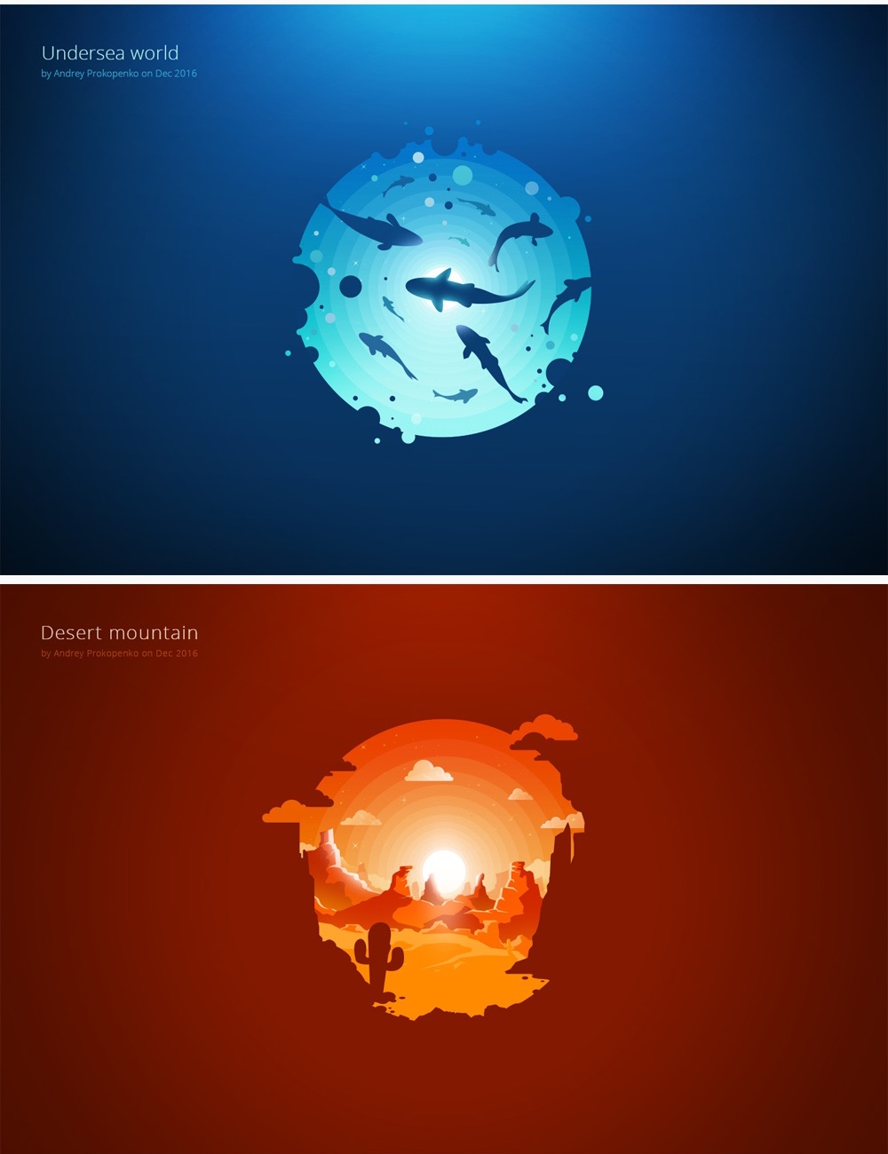 簡約唯美漸變插畫繪制，風景美如畫!