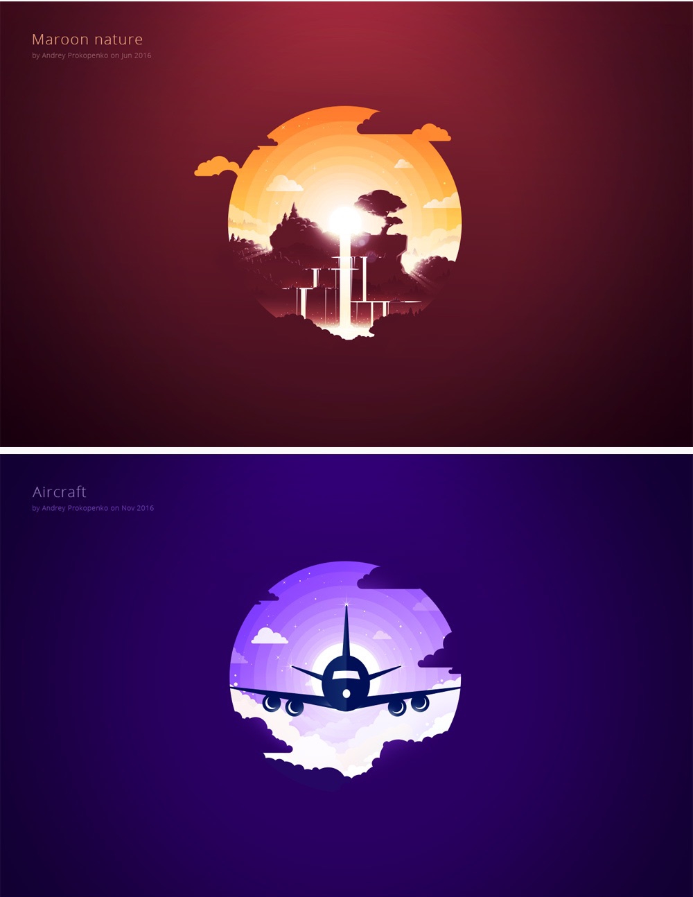 簡約唯美漸變插畫繪制，風景美如畫!