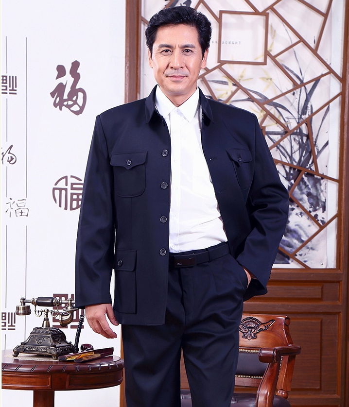 福連文苑精練大方中老年中山裝