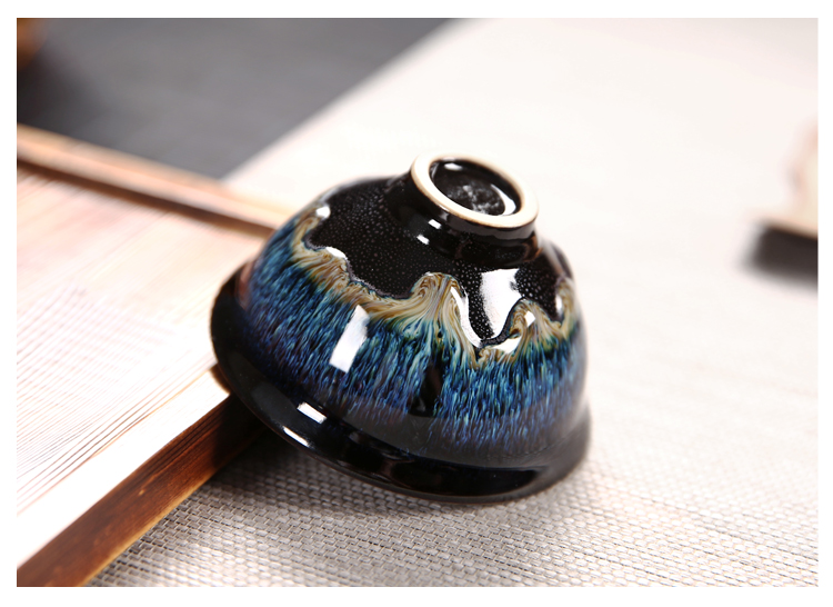 五行杯系列，鑲銀建盞華麗茶具