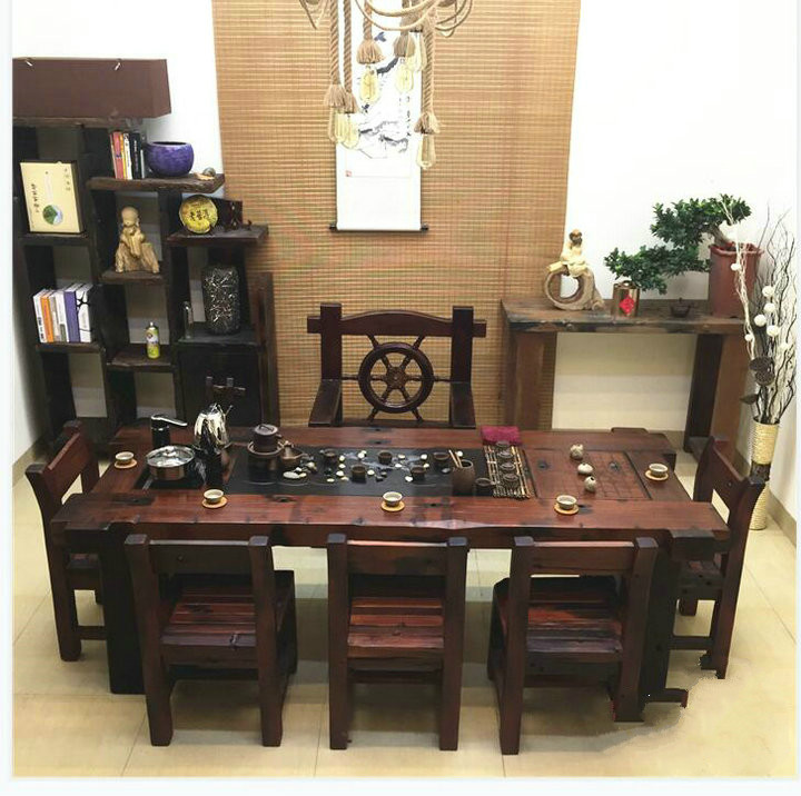 簡潔大氣中式茶桌，福連文苑簡約精致實用茶桌