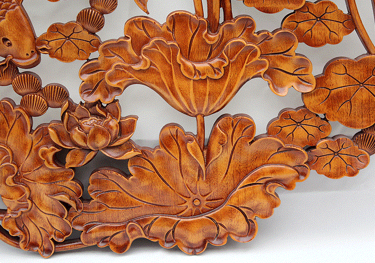 年年有余，精致香樟木創(chuàng)意木雕