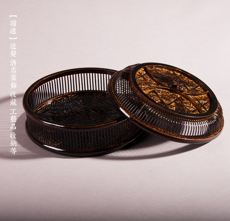 復(fù)古福連文苑手提籃子，精致手工竹編餐籃