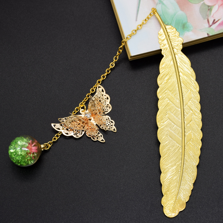 精致華麗書簽，蝴蝶飛舞金屬書簽