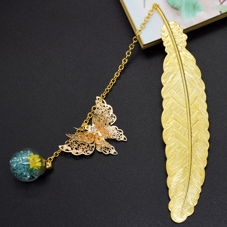 精致華麗書簽，蝴蝶飛舞金屬書簽