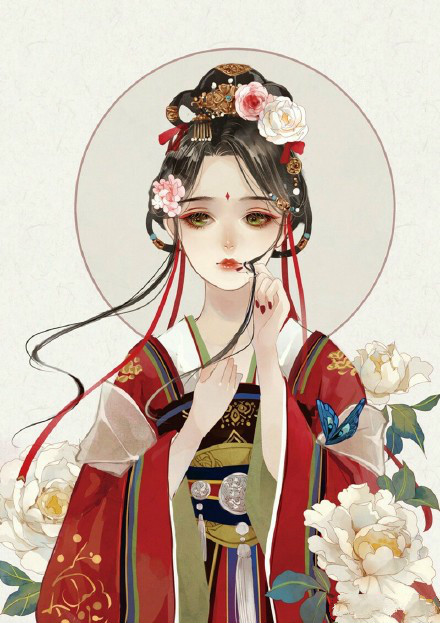 古典美女插畫，福連文苑手繪插畫