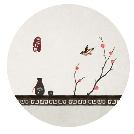 新春寓景插畫，福連文苑手繪插畫