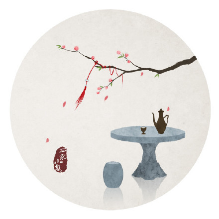 新春寓景插畫，福連文苑手繪插畫