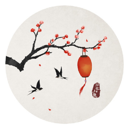 新春寓景插畫，福連文苑手繪插畫