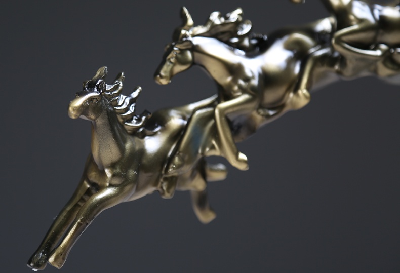 萬馬奔騰工藝品，福連文苑馬到成功擺飾