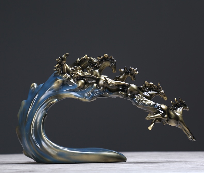 萬馬奔騰工藝品，福連文苑馬到成功擺飾