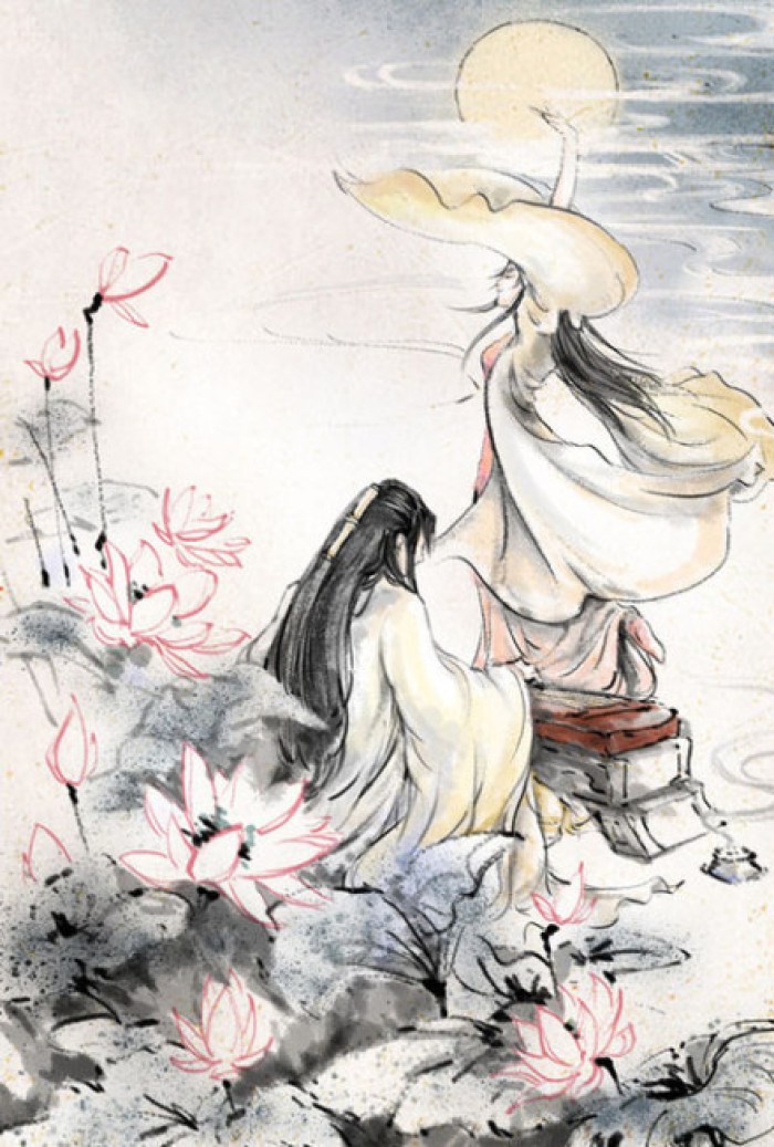 凄美國畫插畫，福連文苑詩意手繪插畫