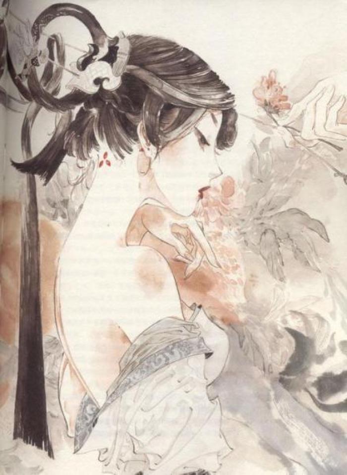 凄美國畫插畫，福連文苑詩意手繪插畫