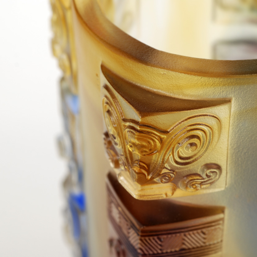 精美失蠟古琉筆筒，中國傳統(tǒng)手工琉璃筆筒