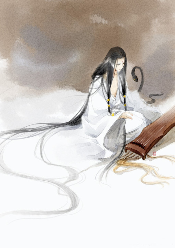 唯美人物插畫，詩意福連文苑手繪插畫