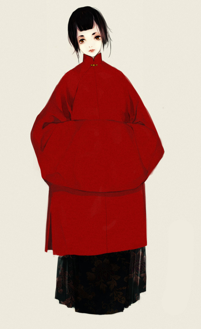 精美古風(fēng)服飾插畫，福連文苑手繪插畫