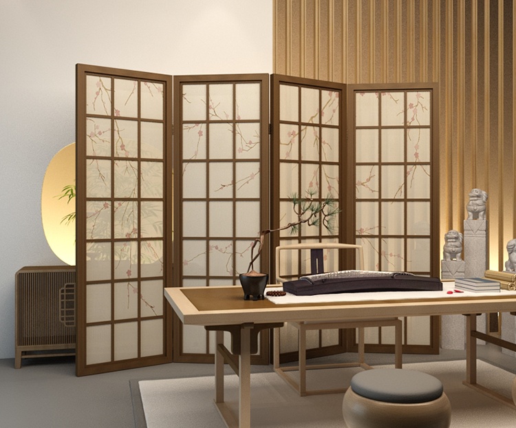 梅花油布屏風(fēng)，經(jīng)典中式屏風(fēng)