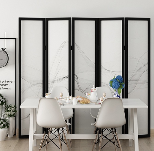 煙縷油布屏風(fēng)，簡約現(xiàn)代中式屏風(fēng)